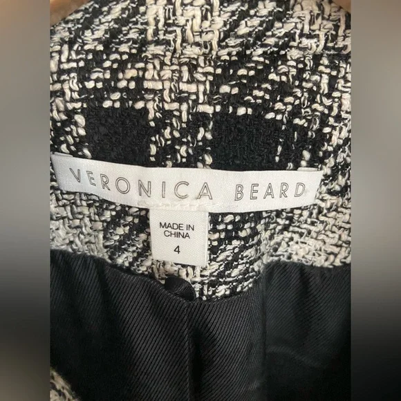 Veronica Beard Rhinestone Miller Plaid Tweed Dickey Jacket Size 4 Crystals